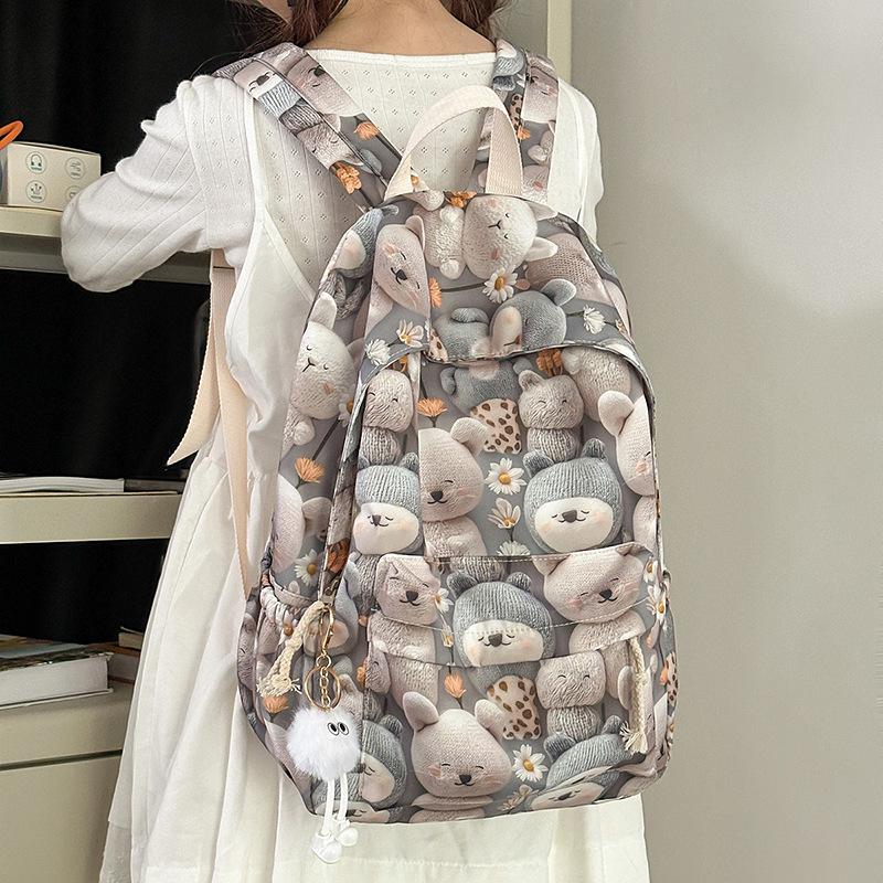 Zaino Scolastico Grande Capacità Zaino Scolastico per Studenti 1011 Nuovo Zaino Stampato con Orso Tridimensionale Cartone Animato Zaino Carino per Studenti delle Scuole Medie