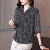 Chiffon Short Wide Lady Summer Dress New National Style Retro Three-quarter Sleeve Mom Style Floral Shirt Top