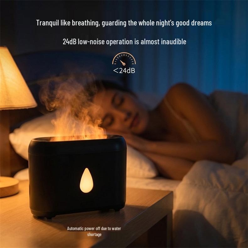 Silent Aromatherapy Flame Humidifier with Atmosphere Lamp for Bedroom