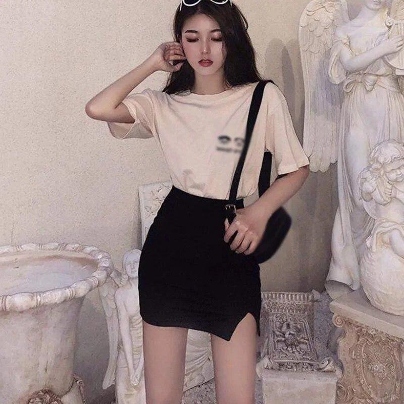 Women's Solid High Waist Slim Split Skirt