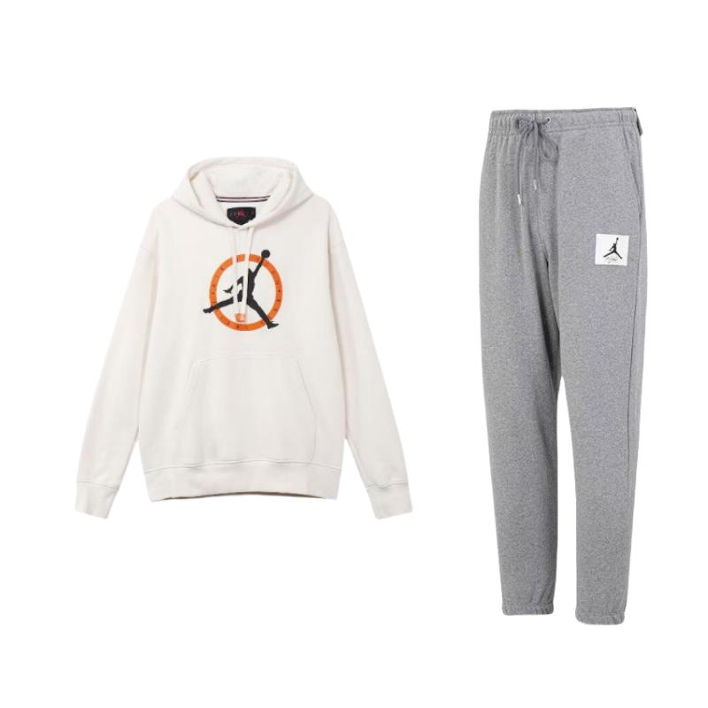 

Jordan MVP GFX флисовый толстовка с логотипом и длинными брюками со шнурком и средней талией, повседневный спортивный комплект для мужчин, комплекты DQ7469-091+FB7051-030 L
