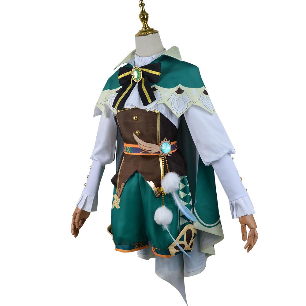 Costume de Cosplay Venti Jeu Genshin Impact Cosplay Twenty Venti Short Perruque Cape Uniforme Costumes d'Halloween Carnaval pour Femmes L gray