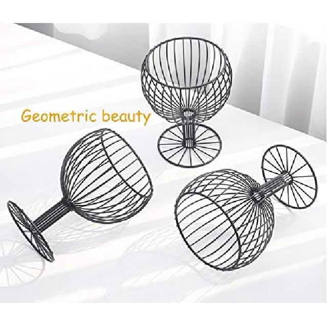 Decorative Fruit Basket, Wine Glass Shaped, Black A, Steel, 6.9x5.3x9 inches