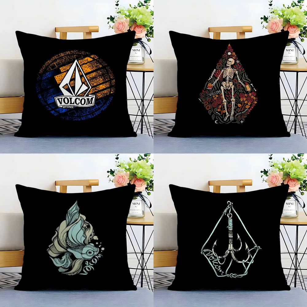 Cool V-Volcom Logo Pillow Case Plush Fabric Soft Double Sided Print Sofa Cushion Cover Throw Pillow Covers