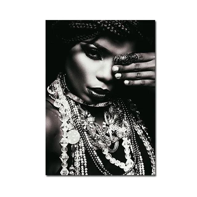 African Women Canvas Painting Black Gold Woman Poster and Prints Scandinavian Wall Art Picture for Home Decor Living Room Mural
