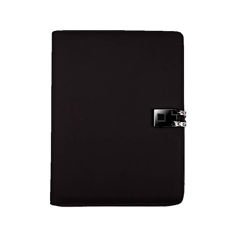 Confidential PU Leather Portfolio with Finger Print Lock Zipper Design Business Office A4 Size Document File Organizer (Black,A4) чёрный
