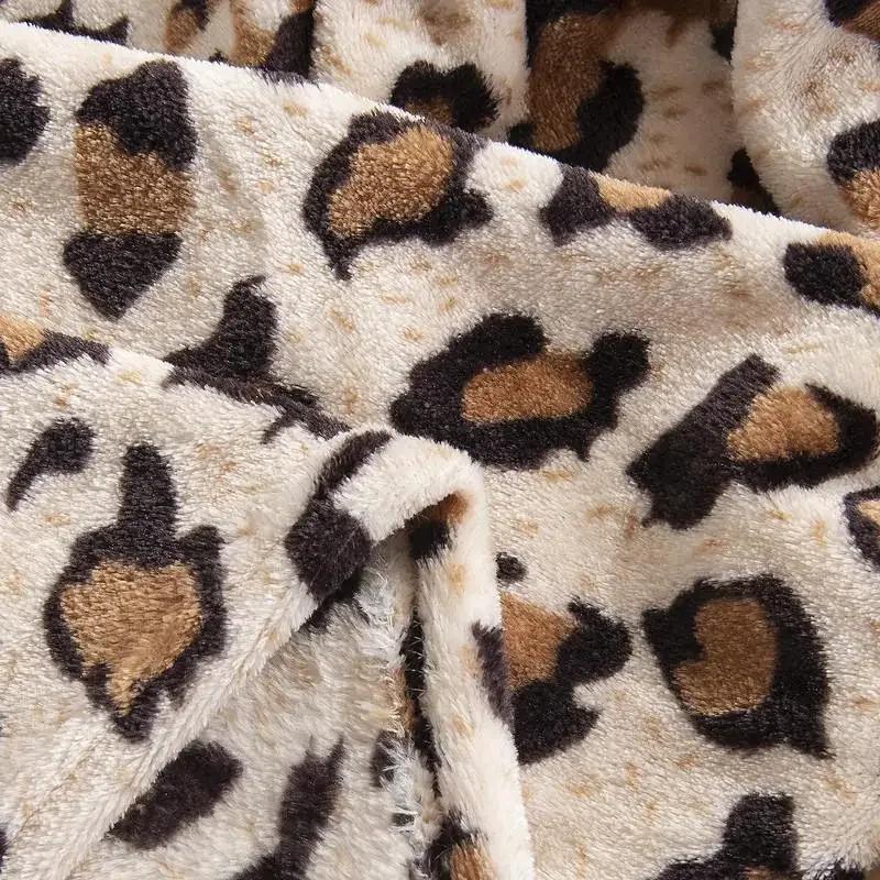 Super Soft Coral Fleece Flannel Blanket Leopard Stripe Printed Sofa Bedspread Plaid Design For Comfortable Home Living