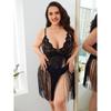 JYL Plus Size Mesh Perspective Cami Nightdress Suit Soft Loungewear for Indoor Daily Private Use
