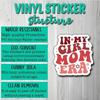 In My Girl Mom Era Sticker, Sticker Gifts Mom Decorate Books, Laptops, Water Bottles Kindles Stickers, Phones Tumbler Sticker  3" Inch