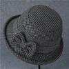 Warm Winter Cozy Cotton Fisherman Cap, Vintage Retro Style Women's Knitted Hat with Bow, Mom Hat, Beanie - Holiday Gift