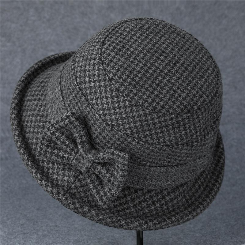 Warm Winter Cozy Cotton Fisherman Cap, Vintage Retro Style Women's Knitted Hat with Bow, Mom Hat, Beanie - Holiday Gift