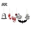 Halloween Holiday Decoration 6Pcs Wooden Hanging Decoration, Ghost Pumpkin Eyeball Party Supplies Ornament with Rope, Spooky