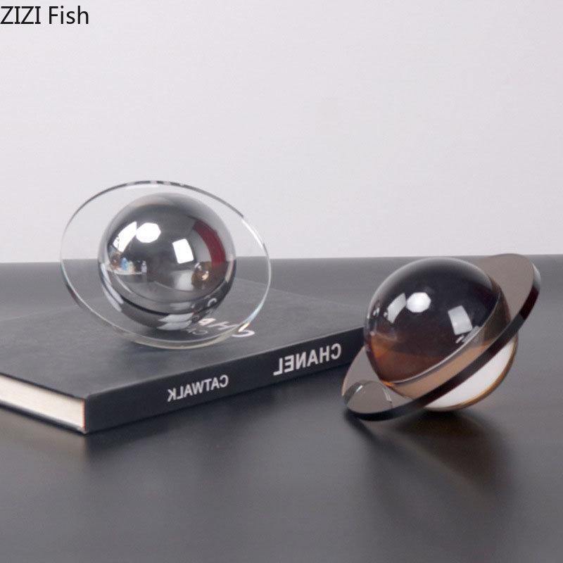 Transparent Crystal Planet Artwork Ornaments Geometric Crystal Crystal Statue Desk Decoration Crafts Sculpture Modern Home Decor