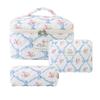1 pièce Mignon Fleurs Coton Sac de Maquillage Femmes Fermeture Éclair Organisateur Cosmétique Tissu Sac à Main Forme Boîte Portable Étui de Toilette pour Filles