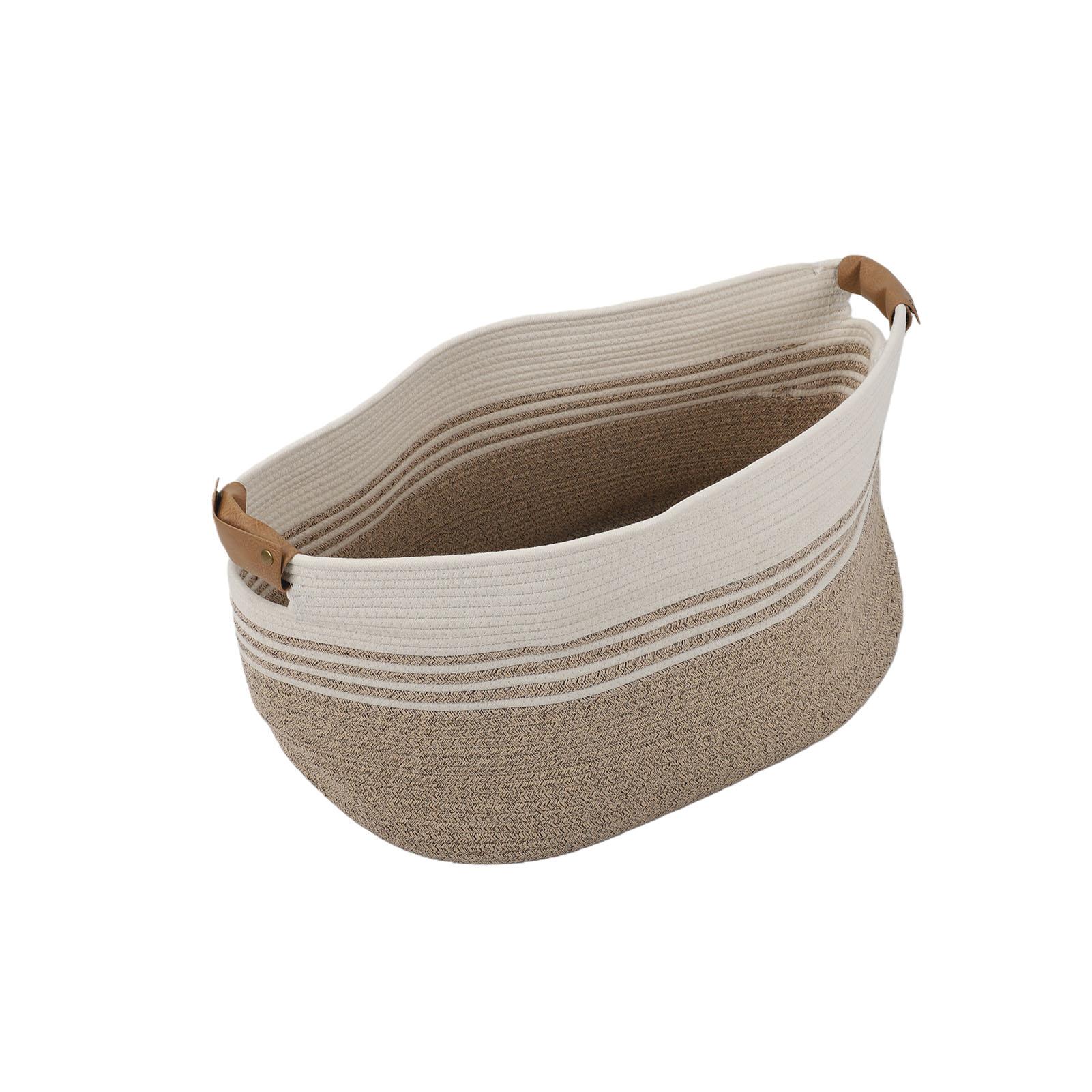 Panier de rangement tressé 60L en corde de coton pour salon, salle de bain - pour linge, jouets, serviettes, cosmétiques