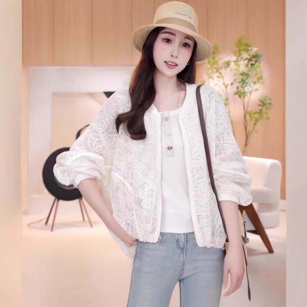 

2025 Spring Women s Petite Lace Sunscreen Jacket - New Fashionable Casual Style. M