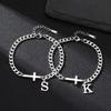 Men Cross Cuban Chain Bracelets for Men Initial A-Z Faith Cross Bracelets, Stainless Steel Initial Bracelet Religious Jewelry