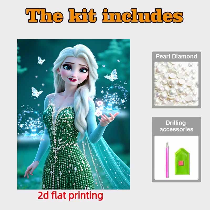 Disney Pittura con Perle Regina Elsa Pittura Artistica con Perle Fai-da-te Pittura con Gemme di Perla Quadri Artigianato Forma Speciale Decorazione Murale per la Casa