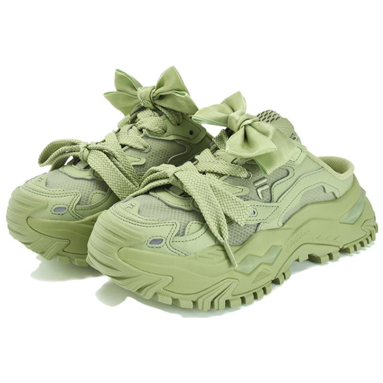 Fila Fusion Bianco Hard Candy Bow Comfortable Non-Slip Slide Sandals Women sandals Pear-Tree-Green T12W331302FWP