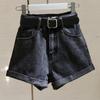 2026 Summer New Women's Denim Shorts High-Waisted Slim-Fit Versatile Student Wide-Leg Pants Rolled Hem A-Line Hot Pants Ins Trend