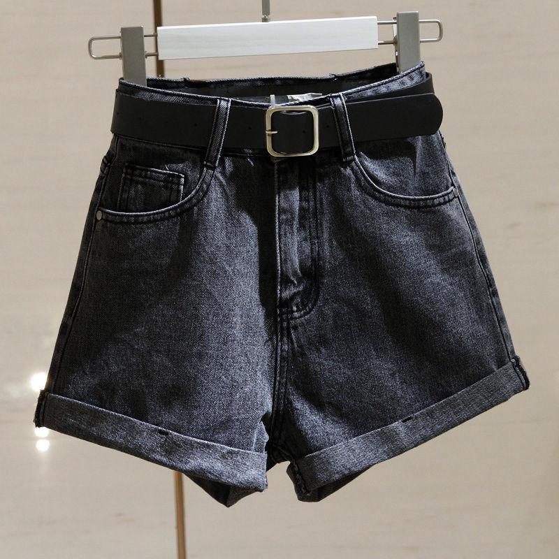 2026 Summer New Women's Denim Shorts High-Waisted Slim-Fit Versatile Student Wide-Leg Pants Rolled Hem A-Line Hot Pants Ins Trend