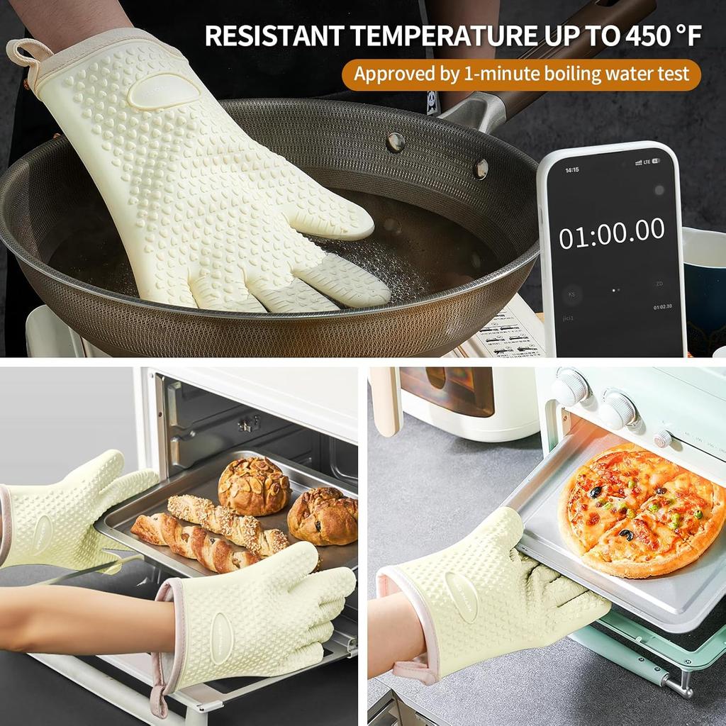 Anti-scald Thickened Silicone Gloves Heat Resistant Microwave Oven Baking Gloves BBQ Gloves Anti-slip Heat Insulation