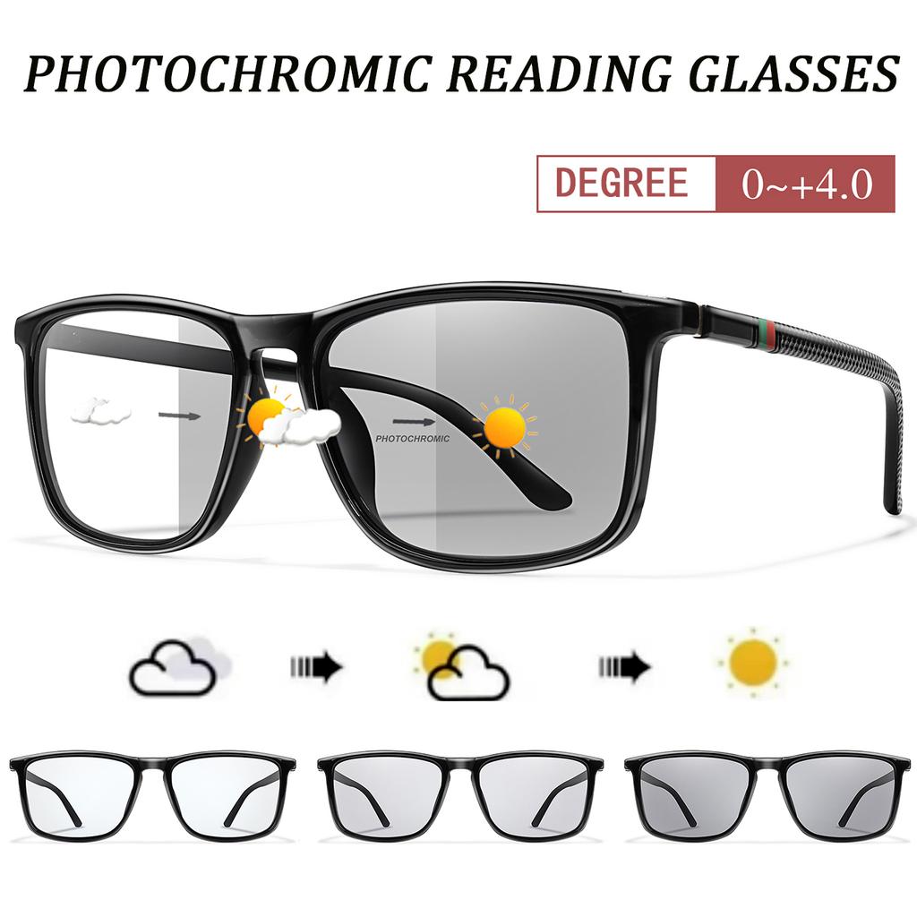 1/3 Pairs Anti Blue Light Photochromic Reading Glasses Classic Rectangular Eyeglasses for Business Professionals