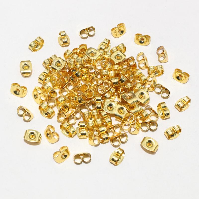 100pcs 6x4.5mm Stainless Steel Gold Plating Earrings Back Plug DIY Jewelry Making Accessories Earring Studs Stoppers Findings