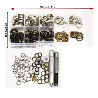 100pcs Metal Grommet Kit, Leather Eyelets Replacement Set with Setting Tools for Tarpaulin Bags