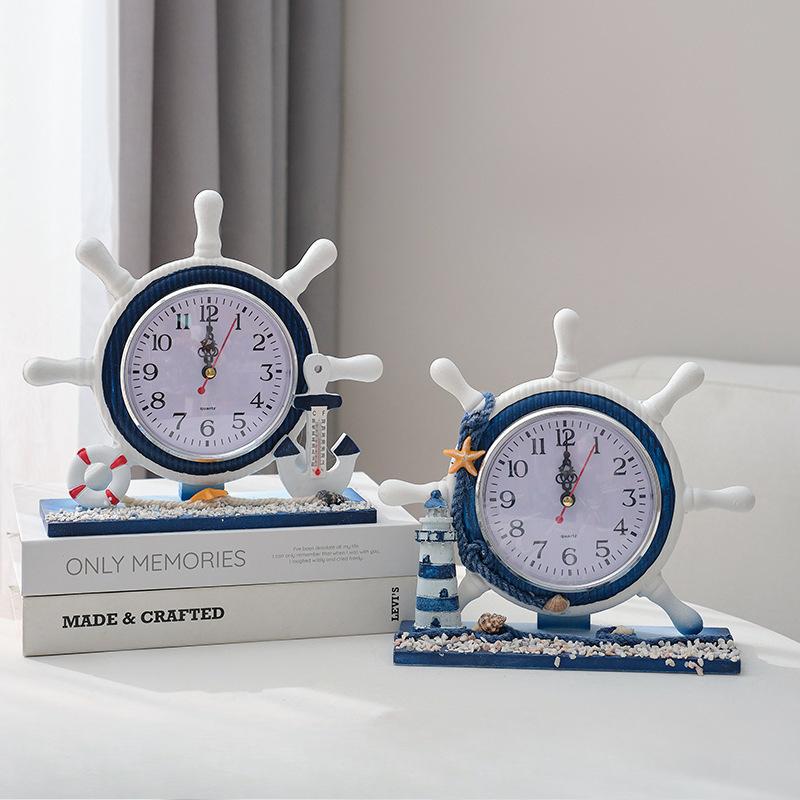 Bedroom Decoration Table Clock Wooden Clock Ornaments In Living Room Mediterranean Navigation Helmsman Clock Table Clock