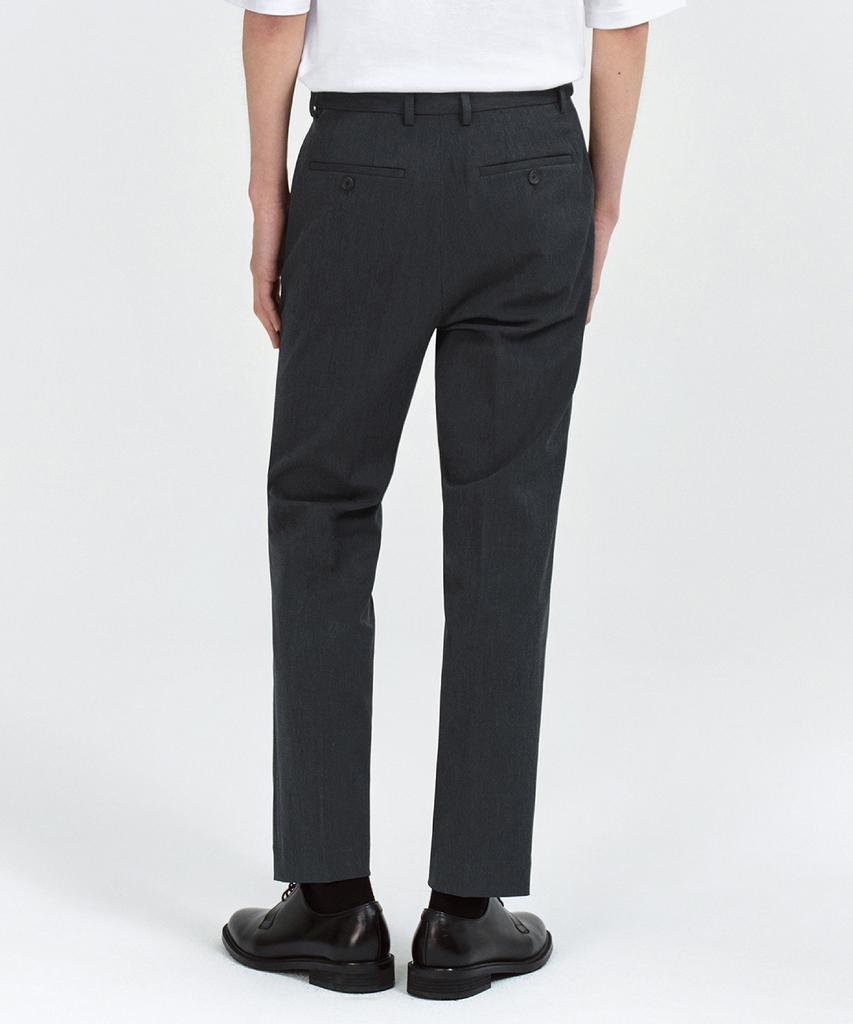 MUSINSA STANDARD Relaxed Tapered Hidden Banding Crop Slacks [Charcoal Gray]