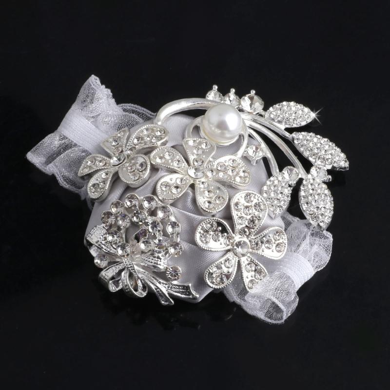 Elegant Pearls And Ribbon Wrist Flowers For Wedding Party Bridesmaids Groomsmen Bridal Showers Accessories