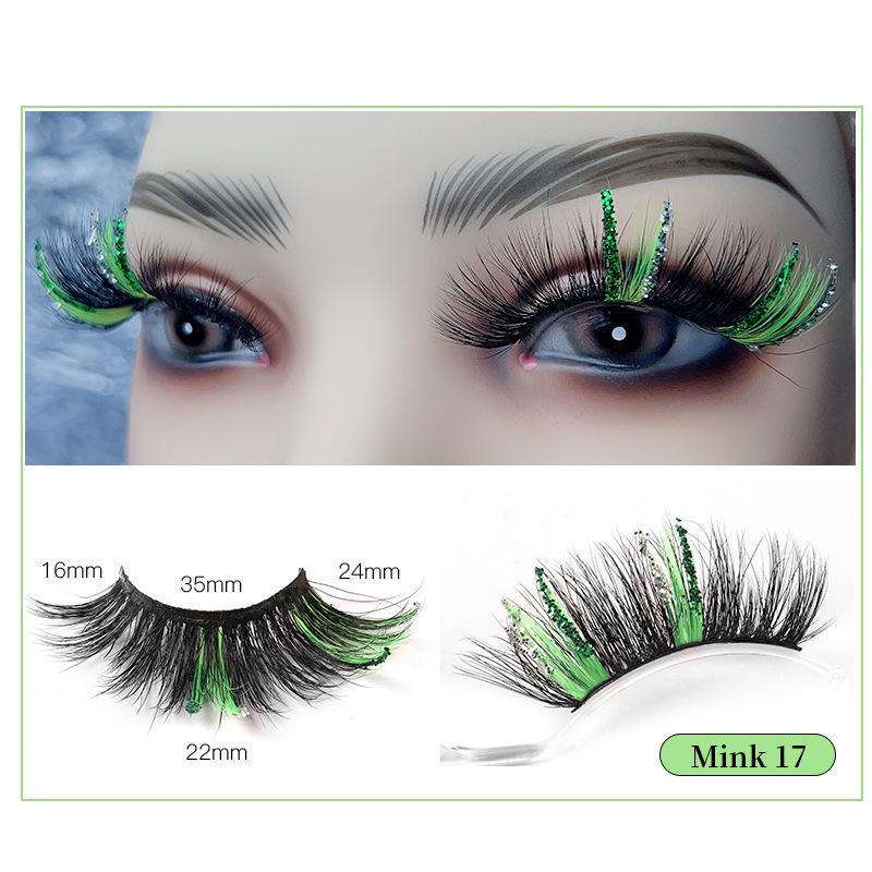 25mm faux mink fur colored false eyelashes, glitter eyelashes, realistic, thick, naturally curled, extra-long false eyelashes Mink-17