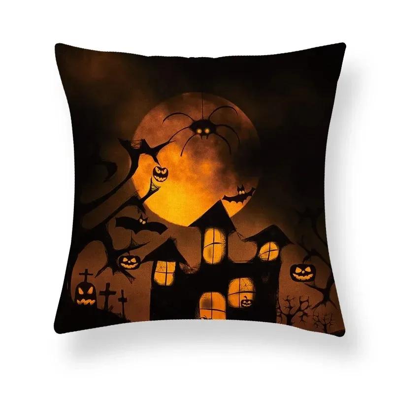 Taie d'Oreiller à Thème d'Horreur d'Halloween, Décoration pour Salon, Bureau, Canapé, Voiture