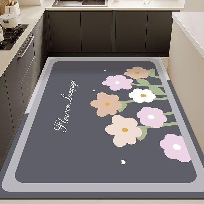 Moderne einfache Küchenbodenmatte, pflegeleicht für den Heimgebrauch, volle Kieselgur-Bodenmatte, rutschfest und schmutzabweisend, wasserabsorbierend und