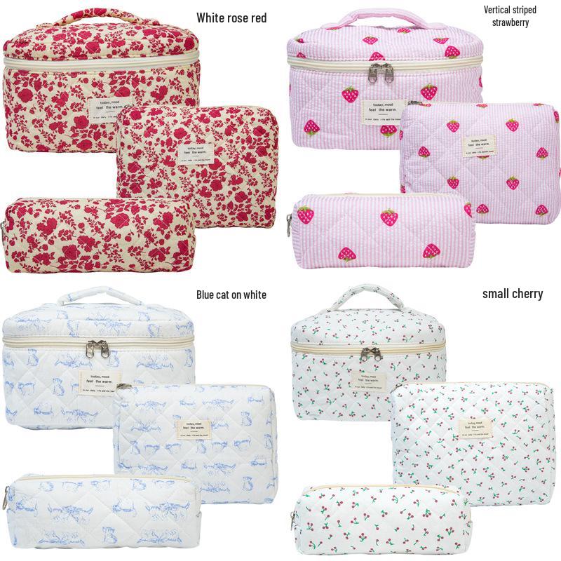 2023 Floral Cute Cotton Makeup & Toiletry Bag - Small, Fresh, Portable Storage Case