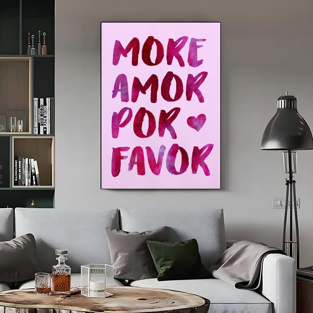 1pc Maximalist Sunshine More Amor Yellow Love Quote Poster Paper Print Home Bedroom Entrance Bar Cafe Art Painting Decoration