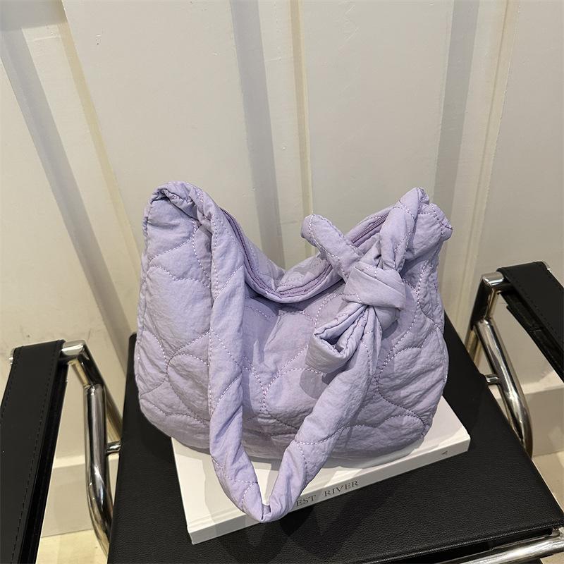 Rhombus embroidery thread cotton clothing bag 2025 autumn and winter new tote bag casual shoulder bag large capacity messenger bag