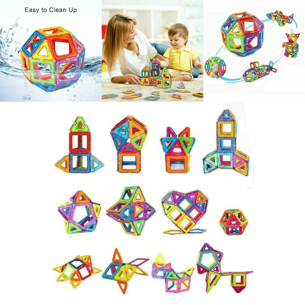 Educational Magnetic Blocks Building Kit Featuring Durable Nontoxic Plastic And Bright Multicolor Design