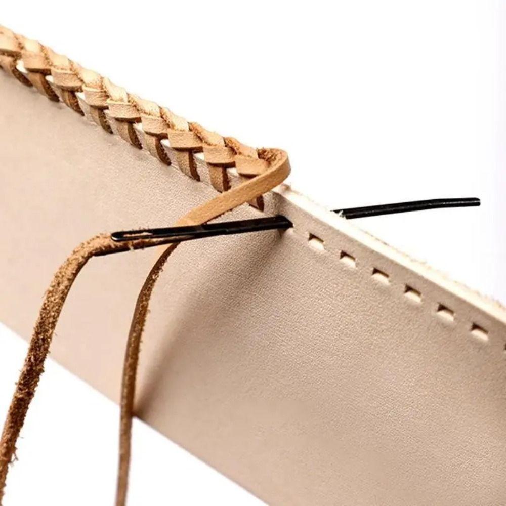 DIY Single Holes Leather Rope Crochets Double Holes Flat Head Leather Rope Woven Stitching Crochet Hand Lace