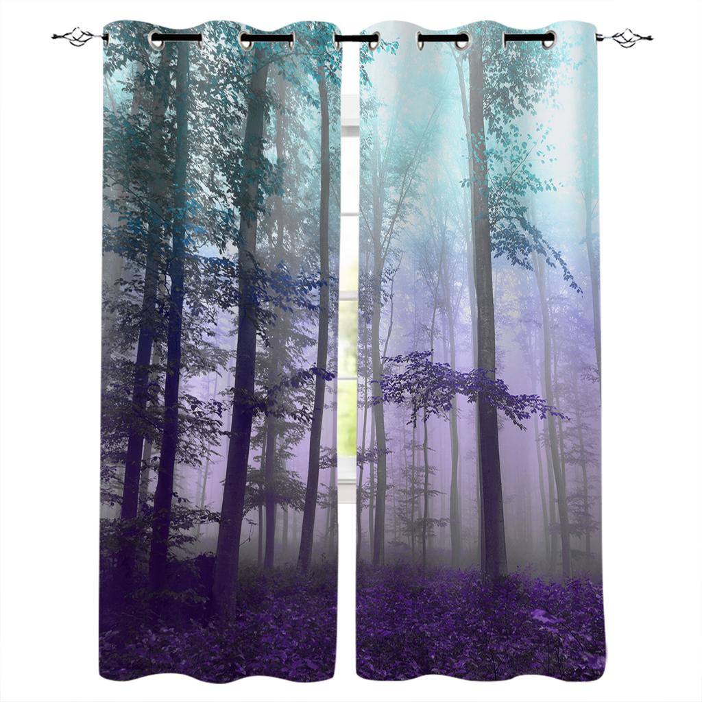Autumn Woods Mysterious Fog Curtains for Living Room Kitchen Window Curtain Luxury Curtains for Bedroom Kids