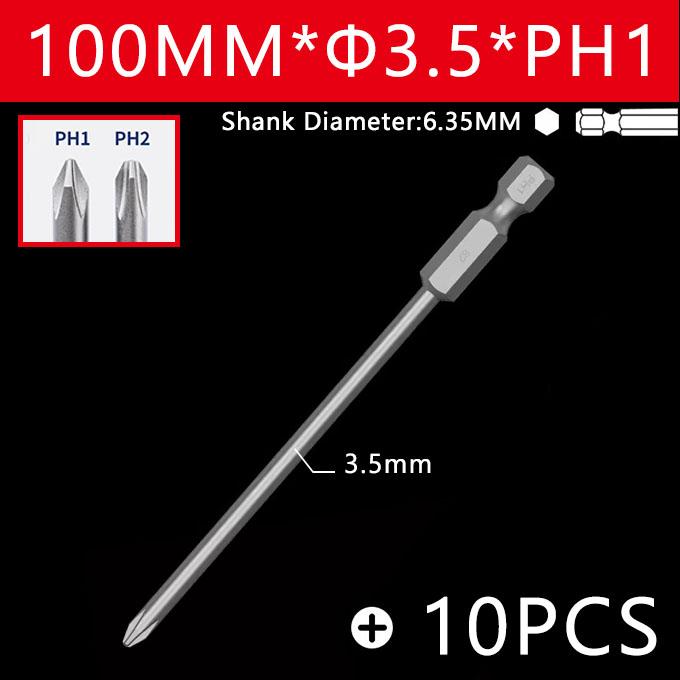 10pcs 100mm Cross Screwdriver Bits Set Alloy Steel Electric Screwdriver 1/4 Inch Hex Screw Driver Bits Hand Tools PH1 PH2
