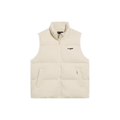 Li Ning Sports Lifestyle Series Solid Color Stand Collar Casual Warm Vest Women Vests Fog-Khaki AMRT060-1