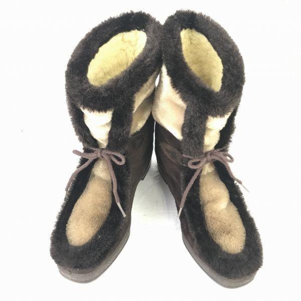 SNOWLAND Kožené Kožešinové Eskymácké Boty 9 25.5-26 Hnědé Ručně vyráběné Vintage(POUŽITÝ)