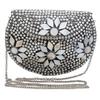 Stříbrná kovová korálková etnická kabelka Dívčí svatební taška crossbody kabelka pro ženy/Dívčí párty psaníčko Kovové psaníčka Vintage Mosaz