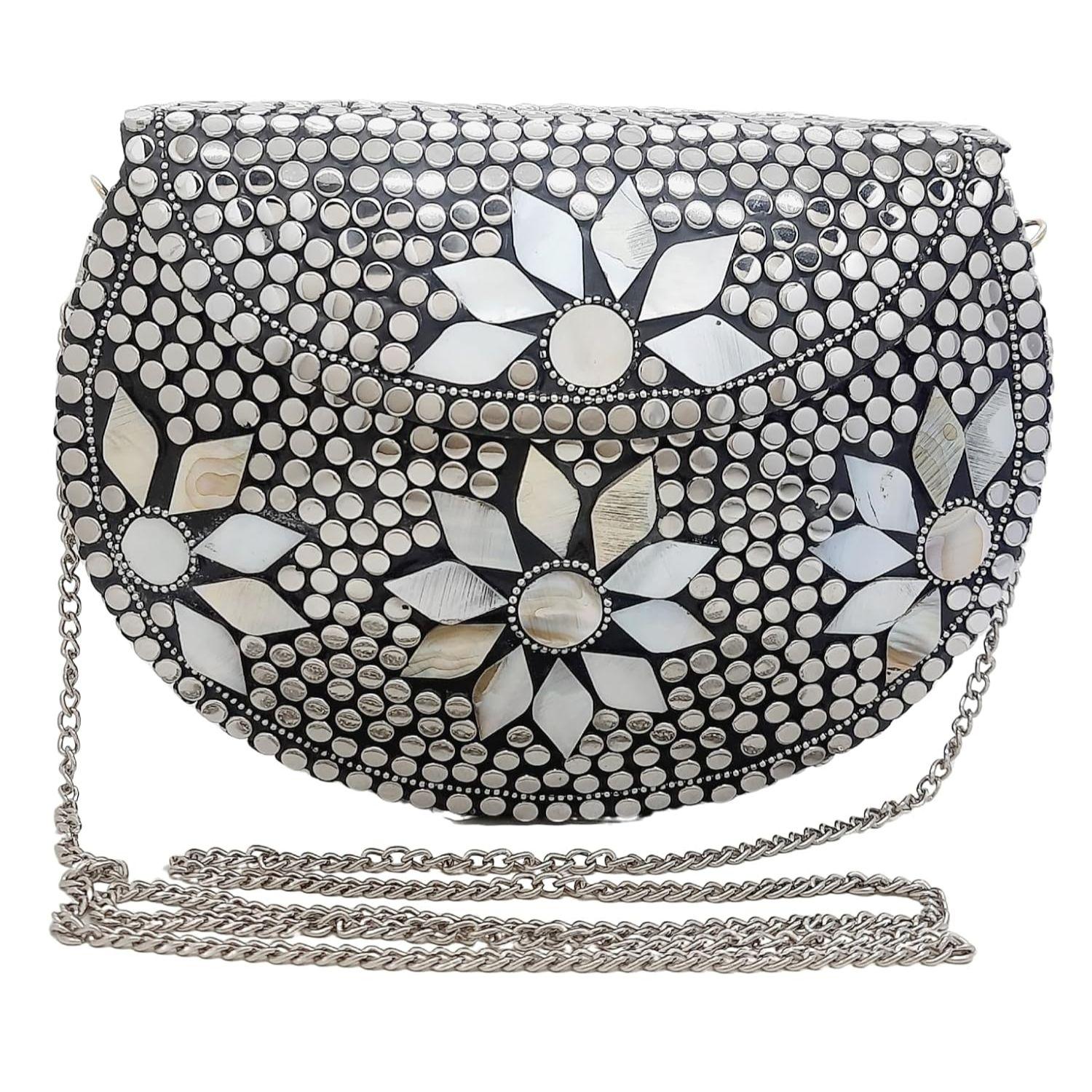 

Серебристая металлическая бисерная этническая сумочка Девичья свадебная сумка сумка через плечо для женщин/девушки вечерний клатч Металлические клатчи Винтажная латунь