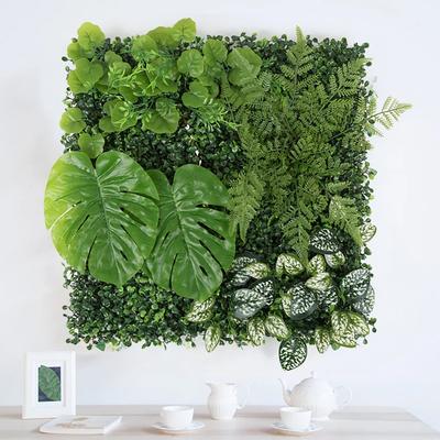 Painéis de parede de plantas artificiais 50x50 cm, grama verde, decoração de fundo de parede, folhas de hera falsa, cobertura de cerca de privacidade ao ar livre