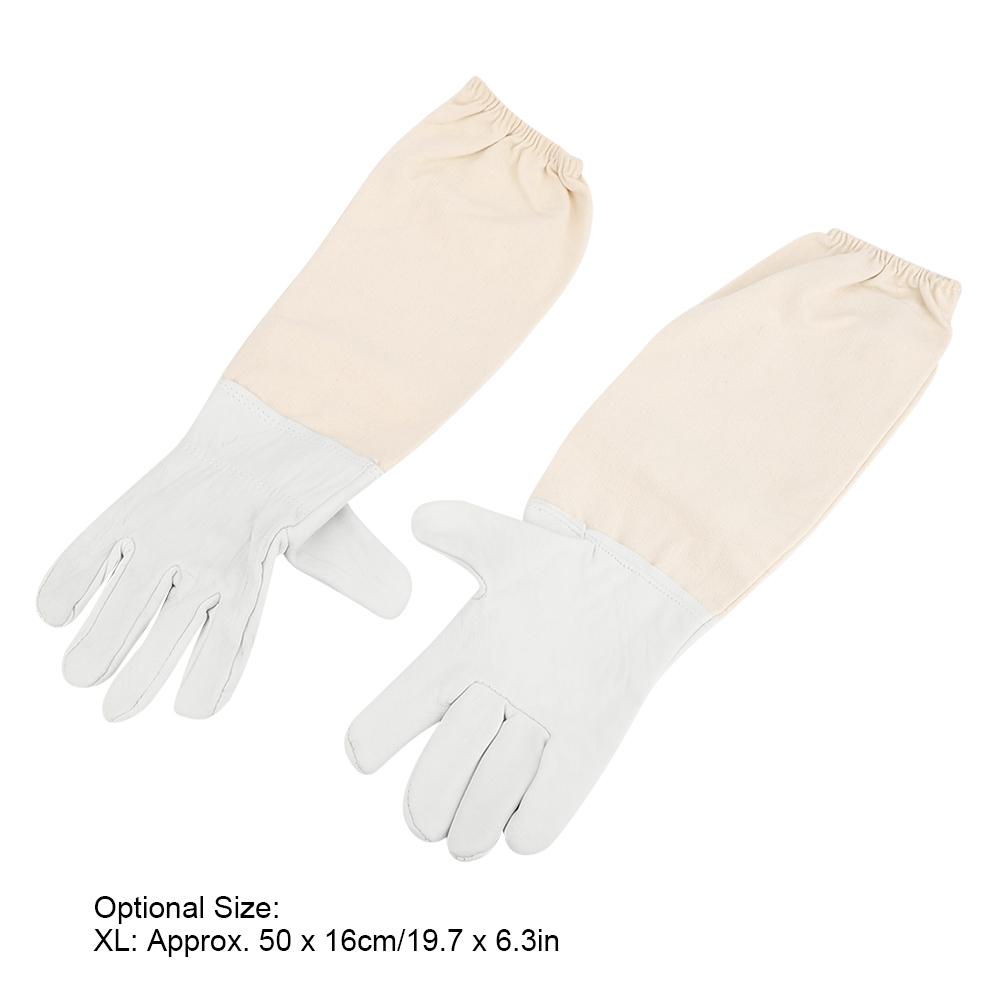 Goatskin  Leather Canvas Bee Gloves Anti Bee Anti Sting Long Sleeves Professional Apiculture Protective Equipment(XL )