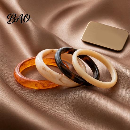 Eco-friendly Resin Jewelry 4Pcs/Set Retro Style Bangle Set, Lightweight Stackable Women Bracelets, Vintage Bracelets Smooth Polished Surface Versatile