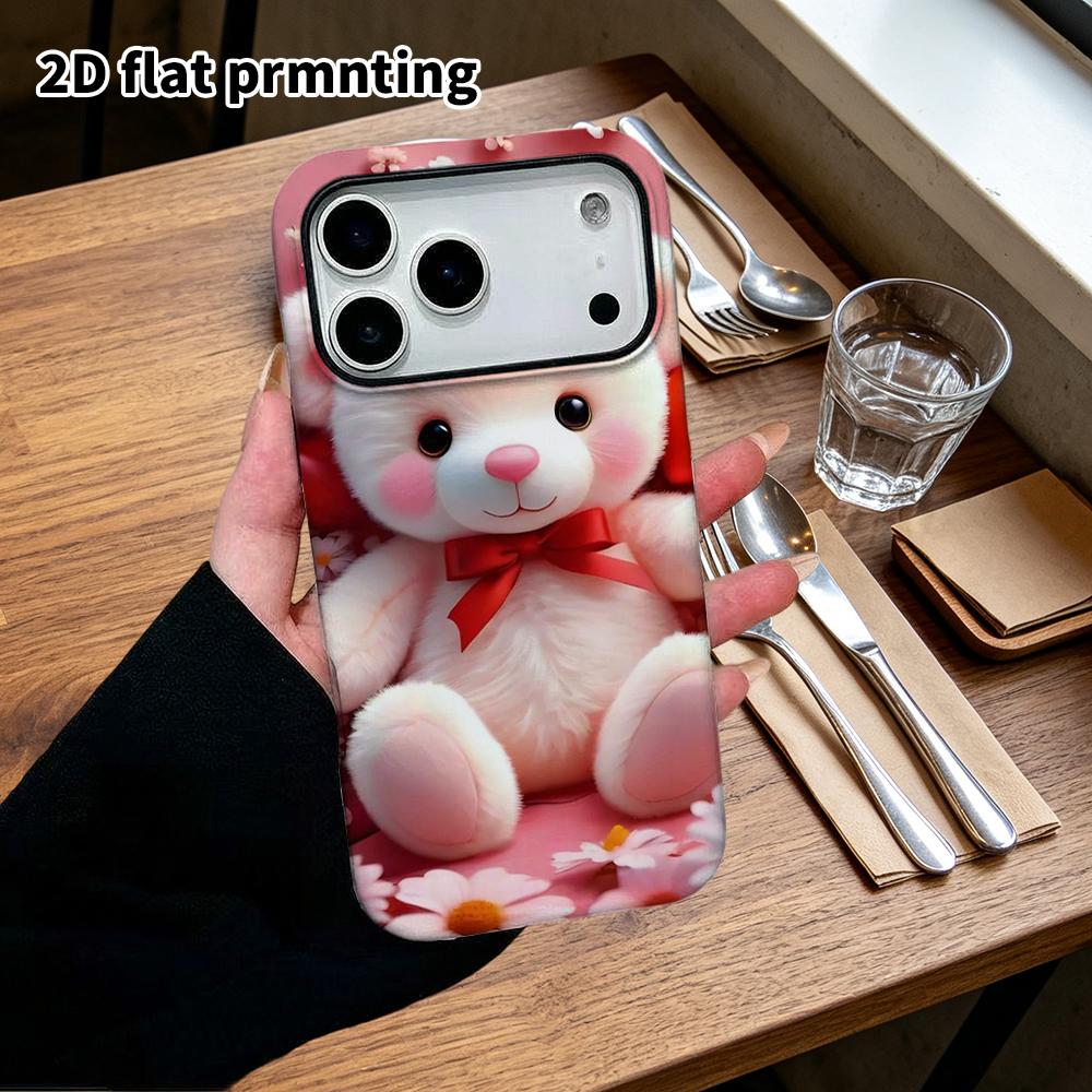 Phone Case: 2D Flat Design Suitable for iPhone 18 17 16 15 14 13 Pro Film Protective Case, Couple Style, Blush Little White Bear, Christmas and Hallow